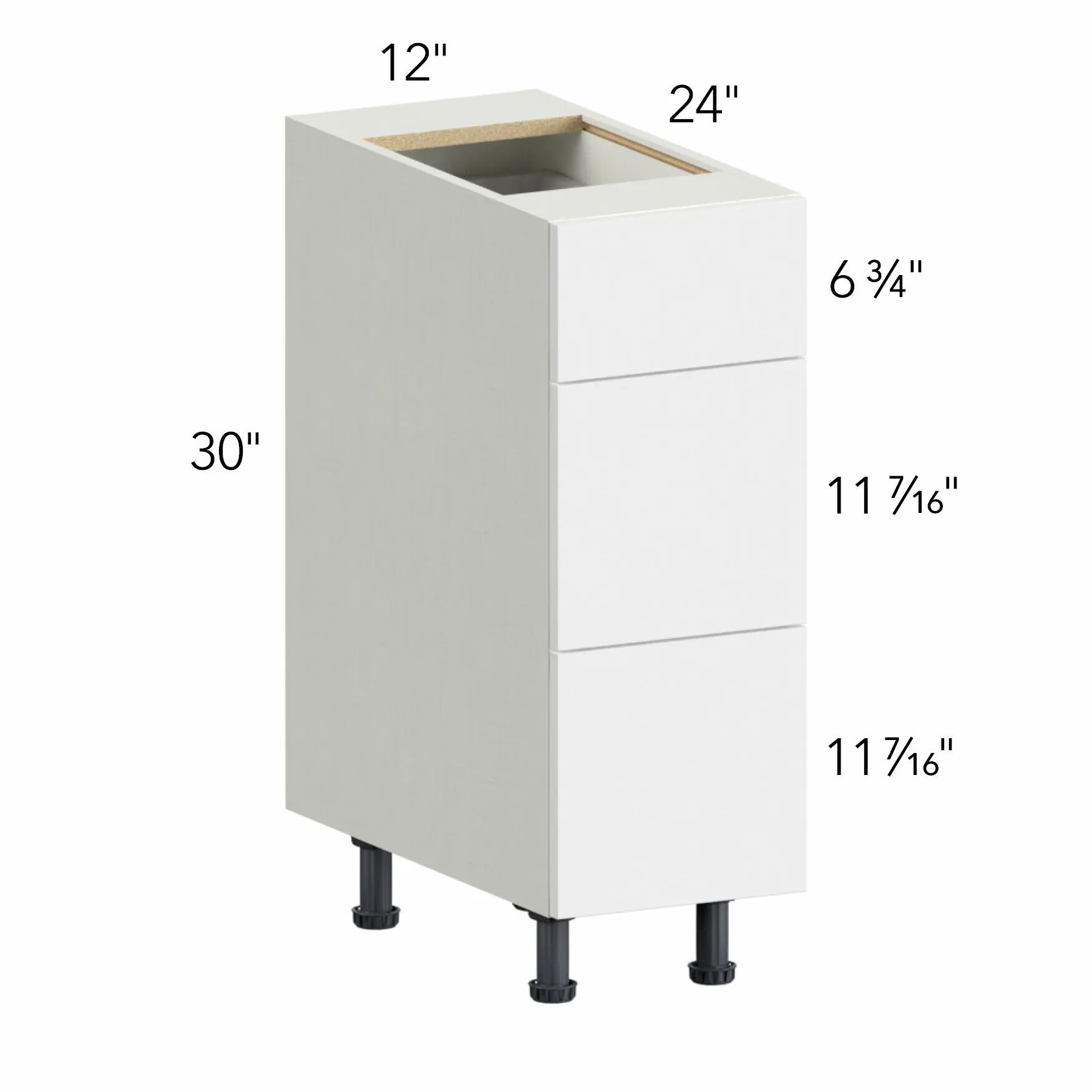 Illume® Tuscany Como Ash 2 12"W x 30"H x 24"D Drawer Base Cabinet (DB12-3)