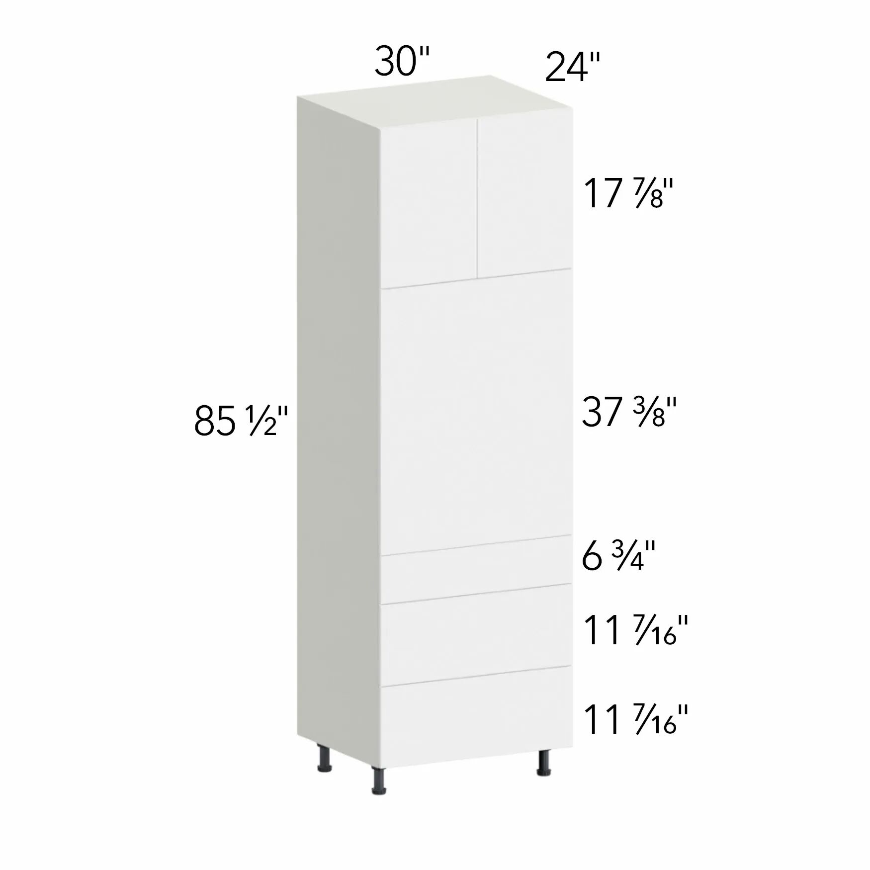 Illume® Catalina Bianco Matte 30"W x 85.5"H x 24"D Oven Cabinet (OC3090S-3)
