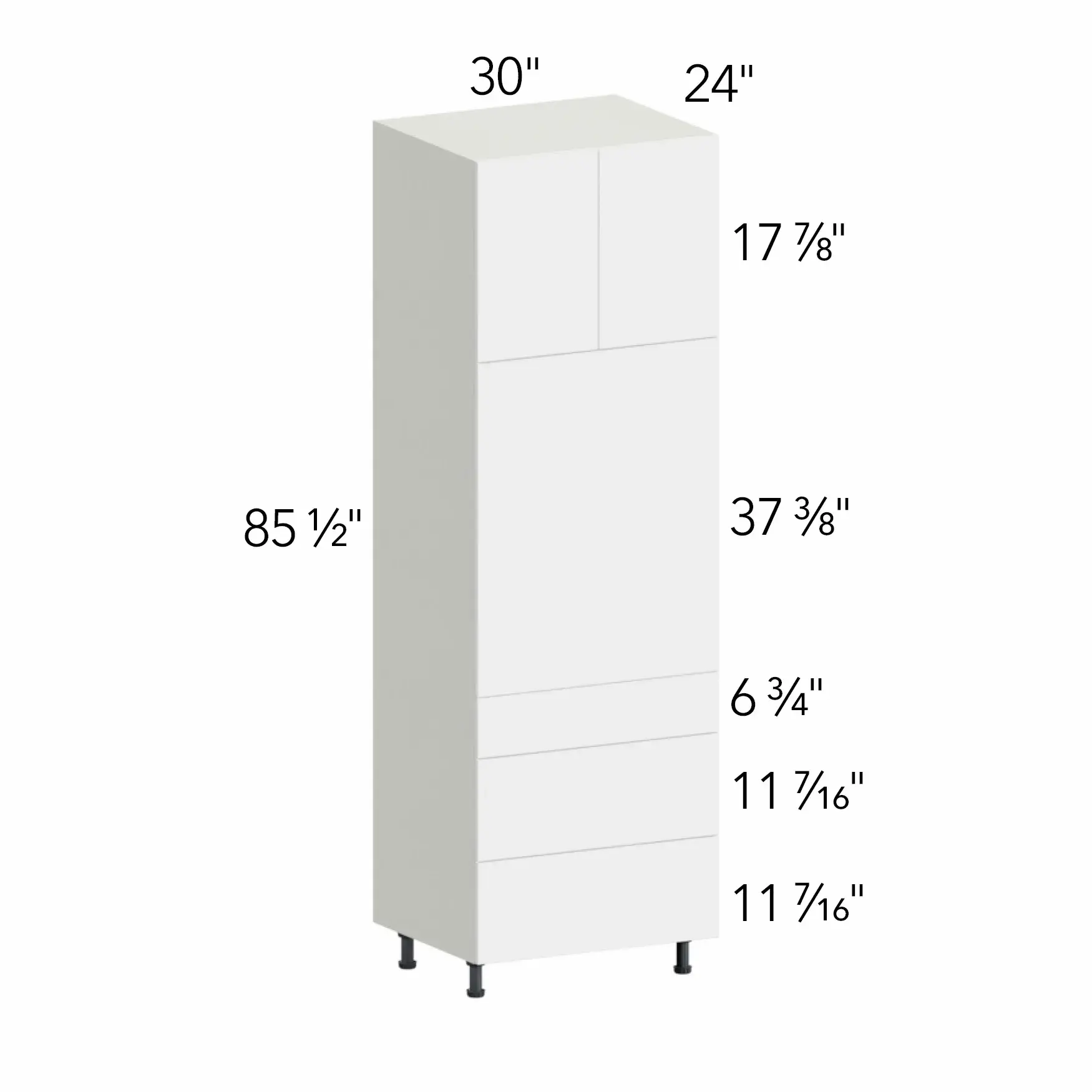 Illume® Catalina Bianco Matte 30"W x 85.5"H x 24"D Oven Cabinet (OC3090S-3)