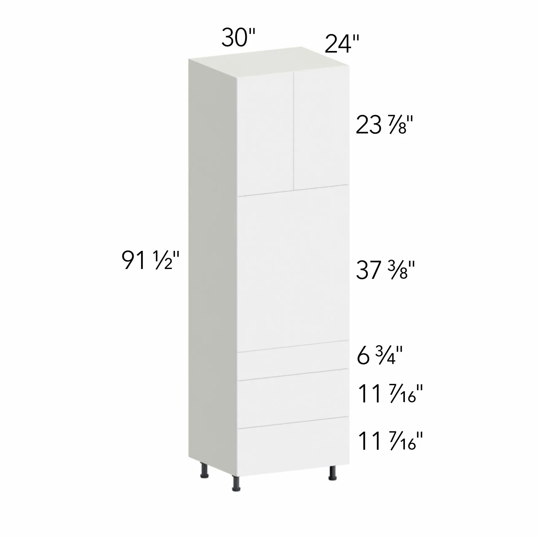 Ovela® Tuscany Blanco 30"W x 91.5"H x 24"D Oven Cabinet (OC3096S-3)