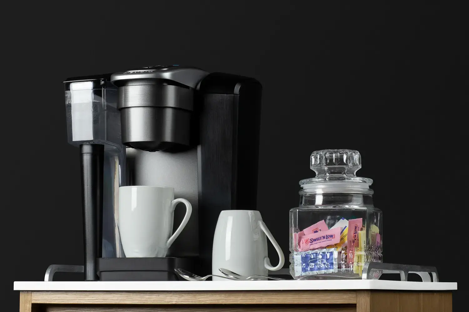 Summit QCSSF2OAK 21" Wide Coffee Station With Minibar & In-Room Safe