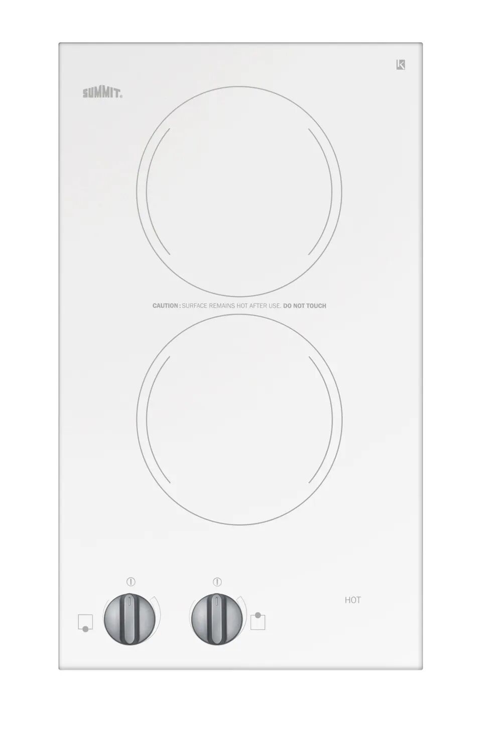 Summit CR2220WHE 12" Wide 220-240V 2-Burner Radiant Cooktop
