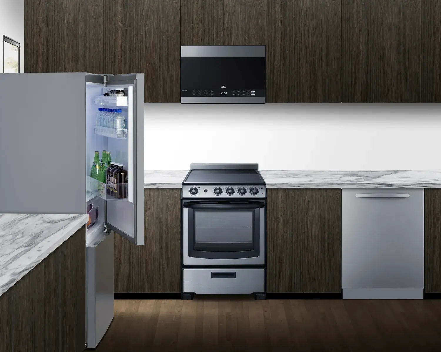 Summit FFBF154SSIM 28" Wide Bottom Mount Refrigerator-Freezer with Icemaker