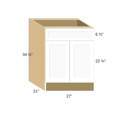 Classic Versailles White 27"W x 34.5"H x 21"D Vanity Cabinet (V27)