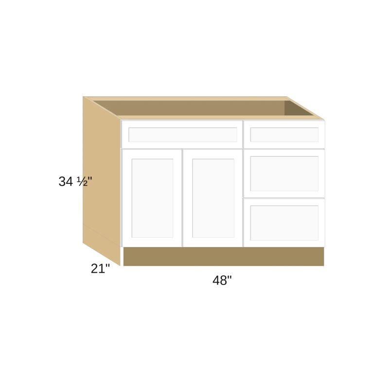 Classic Versailles White 48"W x 34.5"H x 21"D Vanity Cabinet (V48DD)