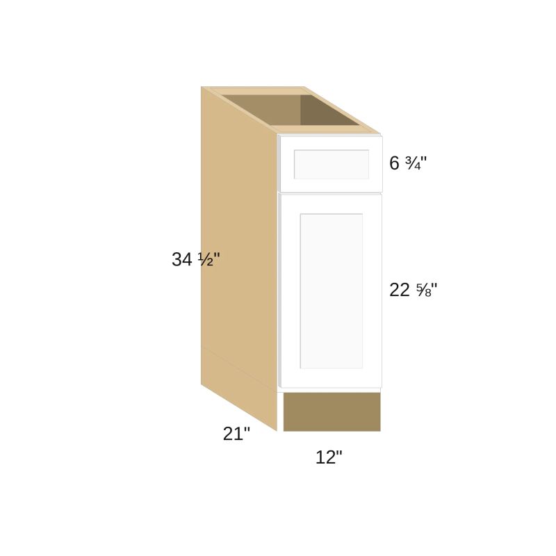 Classic Versailles White 12"W x 34.5"H x 21"D Vanity Cabinet (VB12)
