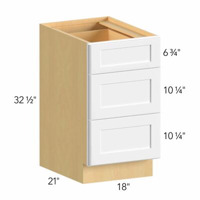 Classic Versailles White 18"W x 32.5"H x 21"D Vanity Drawer Base (VDB18-HA)