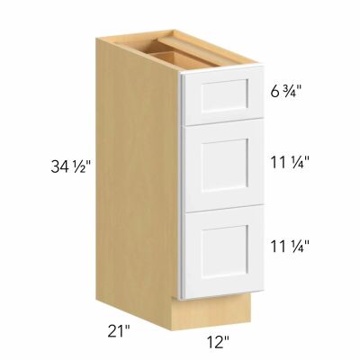 Allure® Galaxy Linen 12"W x 34.5"H x 21"D Vanity Drawer Base (VDB12-34)